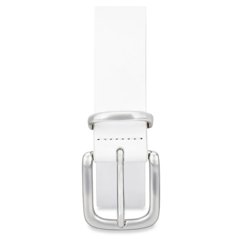 Eleganter 3cm Damengürtel „Alexandra" in Weiß – Schmaler Gürtel mit silberfarbener Schnalle und Schlaufe