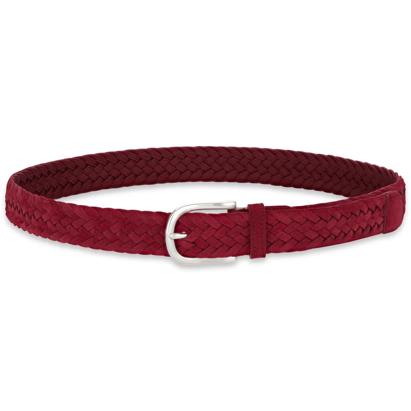 Damen Flechtgürtel aus Veloursleder: „Francesca“ in Rot – 3,5 cm breit