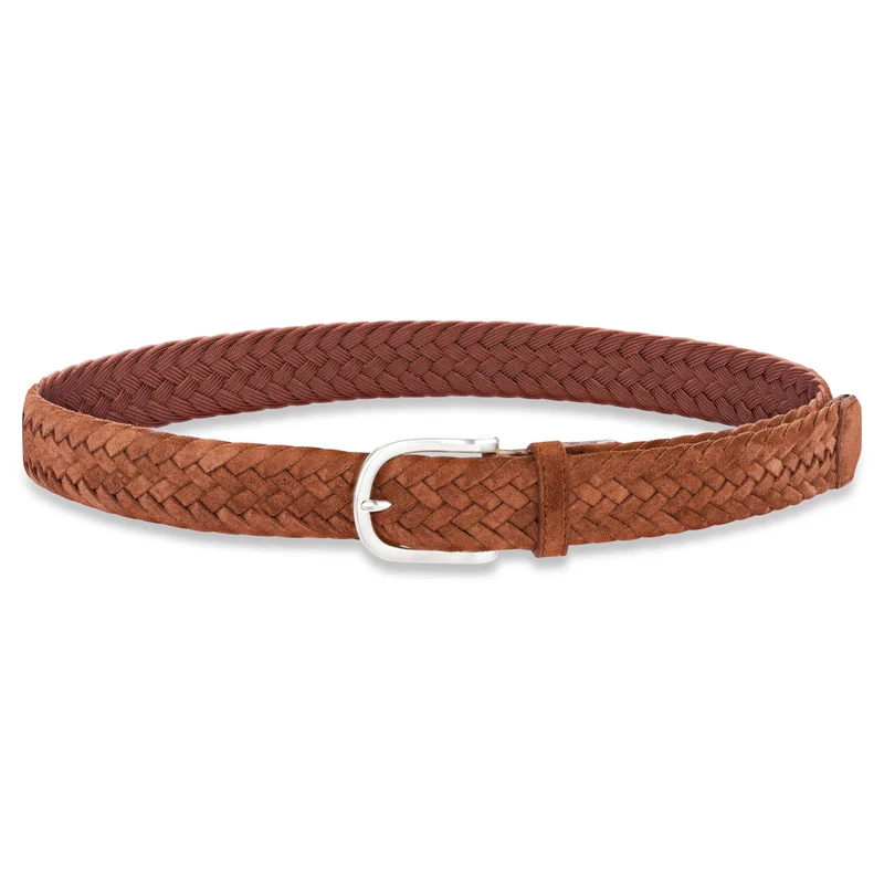Damen Flechtgürtel aus Veloursleder: „Francesca“ in Braun – 3,5 cm breit