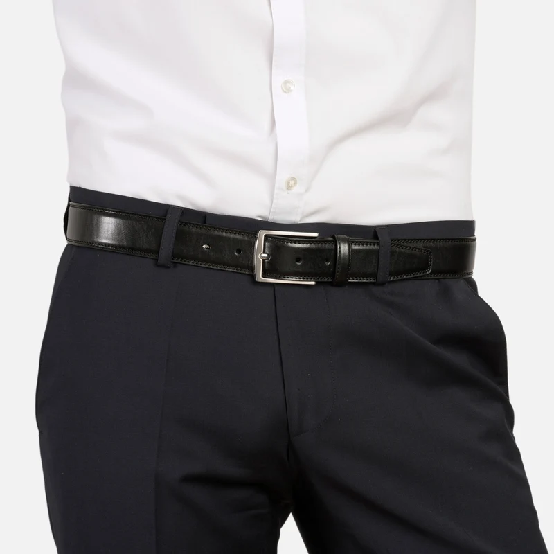 WIEN black uni – Herren-Anzuggürtel 3,5 cm