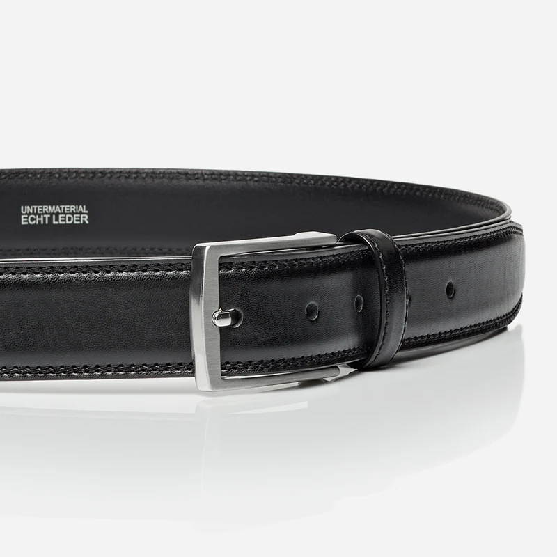 WIEN black uni – Herren-Anzuggürtel 3,5 cm