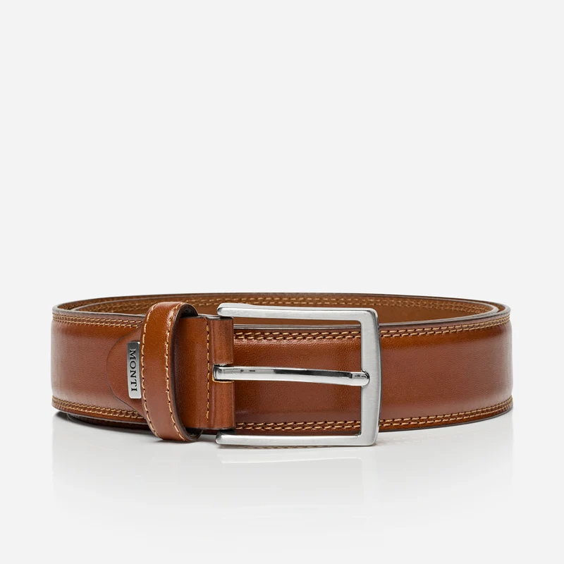 WIEN light brown uni – Herren-Anzuggürtel 3,5 cm