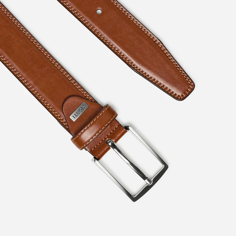 WIEN light brown uni – Herren-Anzuggürtel 3,5 cm
