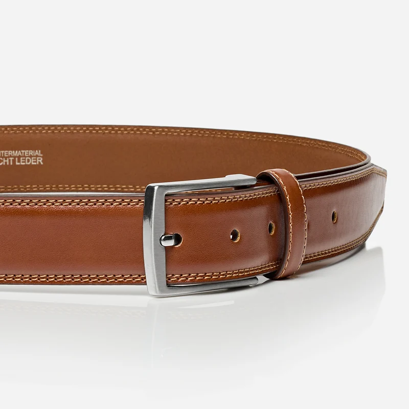 WIEN light brown uni – Herren-Anzuggürtel 3,5 cm