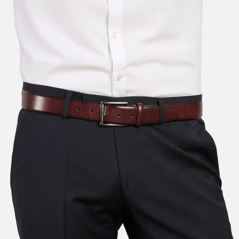 DUBLIN bordeaux uni – Herren-Anzuggürtel 3,5 cm