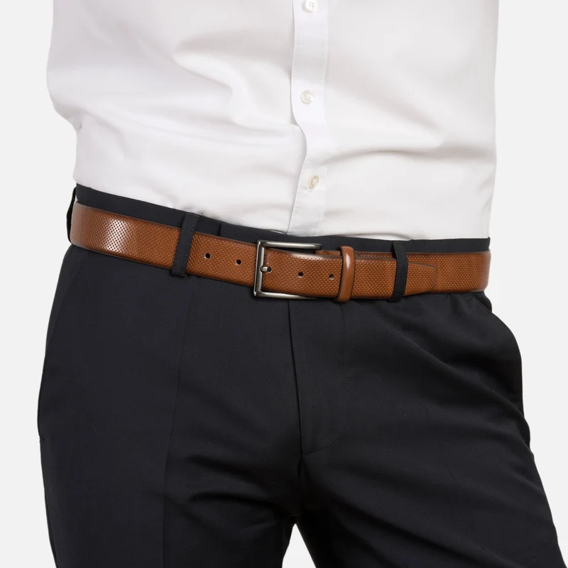 DUBLIN light brown uni – Herren-Anzuggürtel 3,5 cm