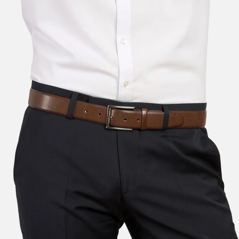 DUBLIN brown uni – Herren-Anzuggürtel 3,5 cm