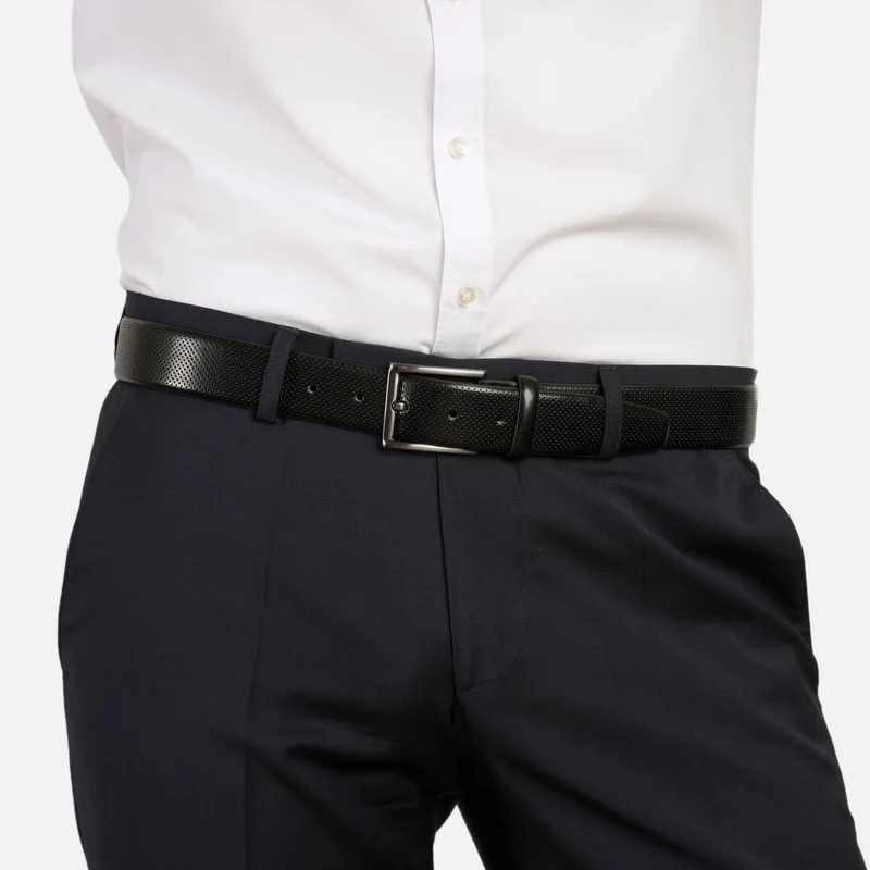 DUBLIN black uni – Herren-Anzuggürtel 3,5 cm
