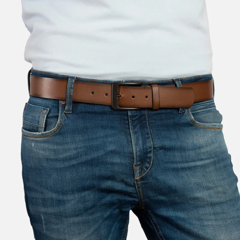 ATLANTA light brown uni – Ledergürtel Herren 4 cm