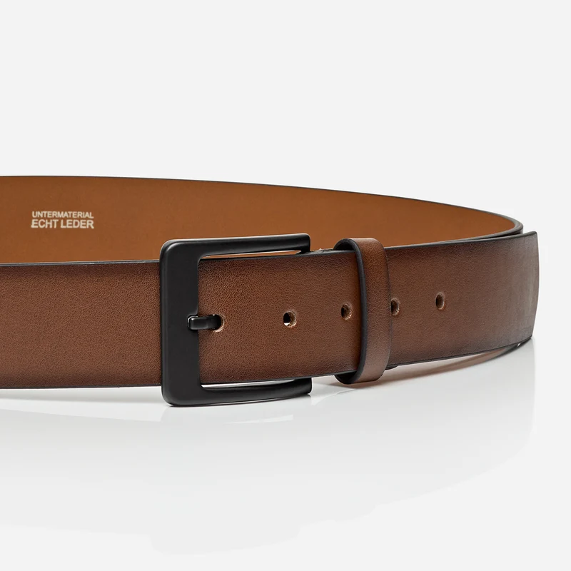 ATLANTA light brown uni – Ledergürtel Herren 4 cm