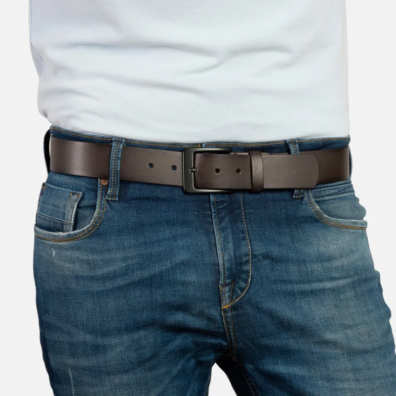 ATLANTA brown uni – Ledergürtel Herren 4 cm