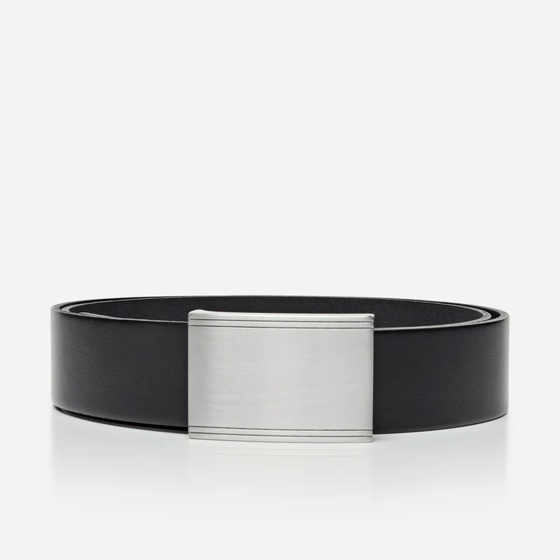 POTSDAM black uni – Ledergürtel Herren 3,5 cm mit Koppelschließe