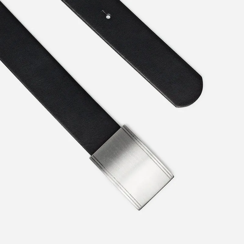 POTSDAM black uni – Ledergürtel Herren 3,5 cm mit Koppelschließe