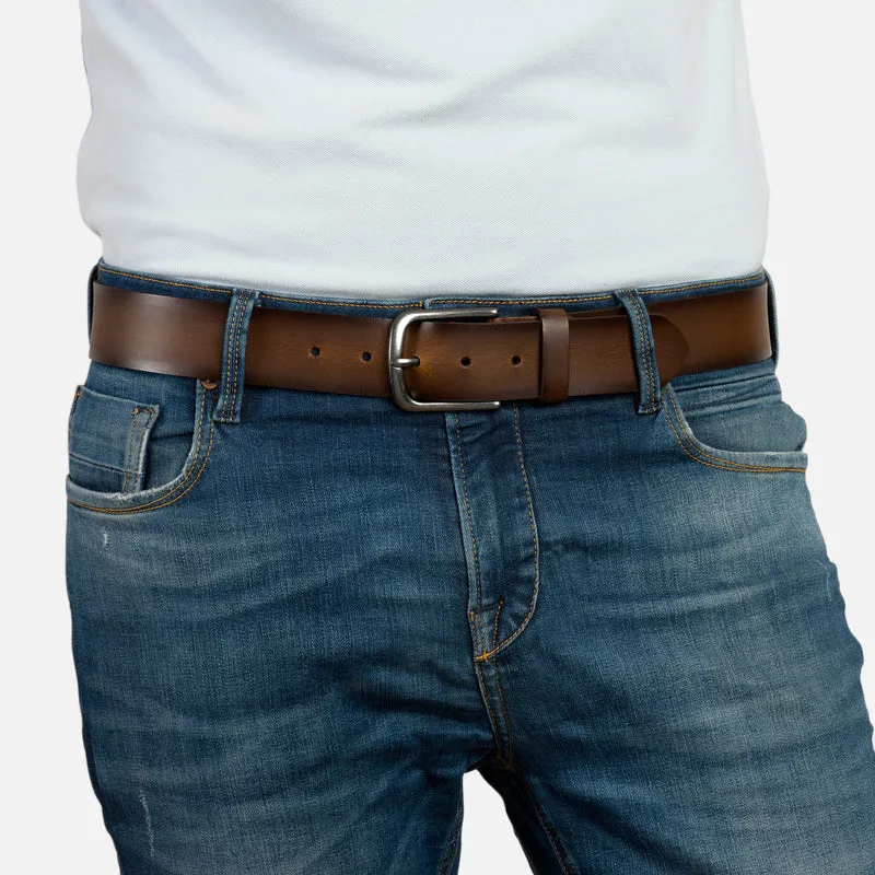 NASHVILLE light brown uni – Ledergürtel Herren 4 cm mit Pull-up-Effekt