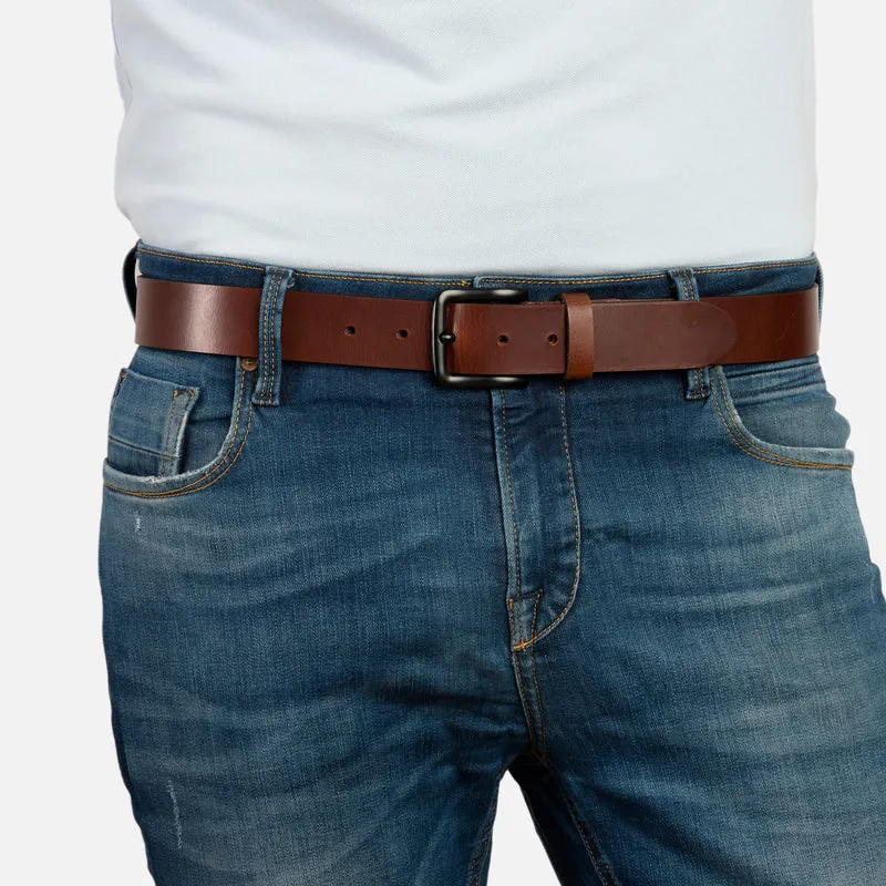 GENOVA brown uni – Ledergürtel Herren 3,5 cm