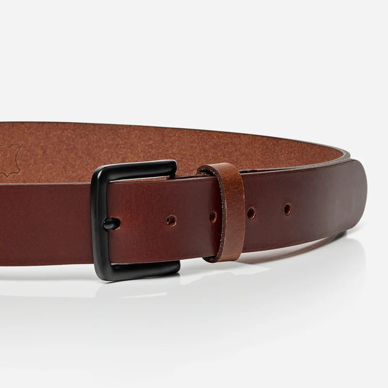 GENOVA brown uni – Ledergürtel Herren 3,5 cm
