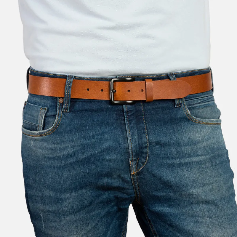 GENOVA light brown uni – Ledergürtel Herren 3,5 cm
