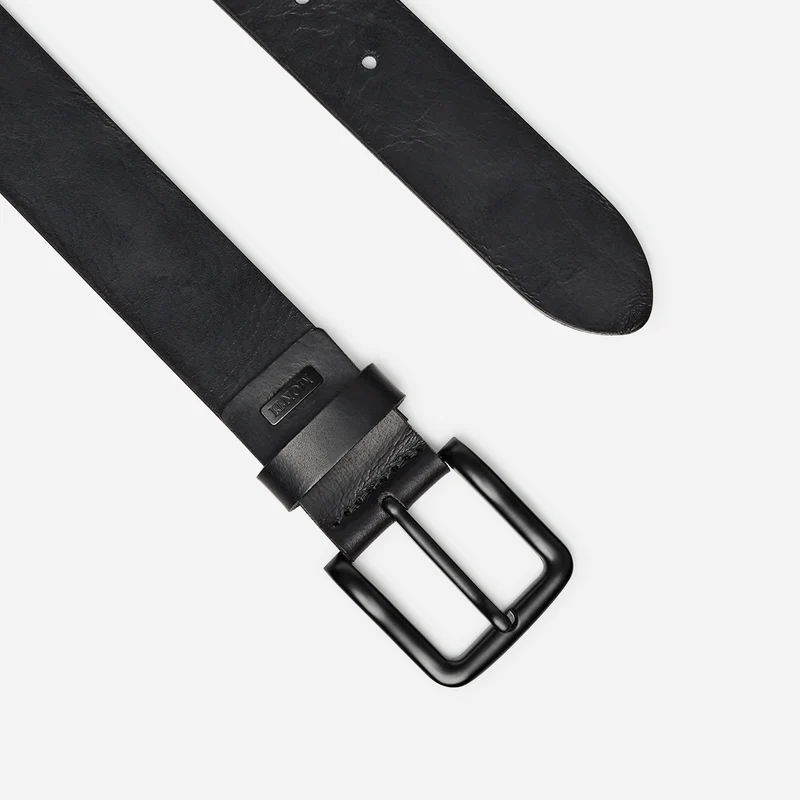 GENOVA black uni – Ledergürtel Herren 3,5 cm