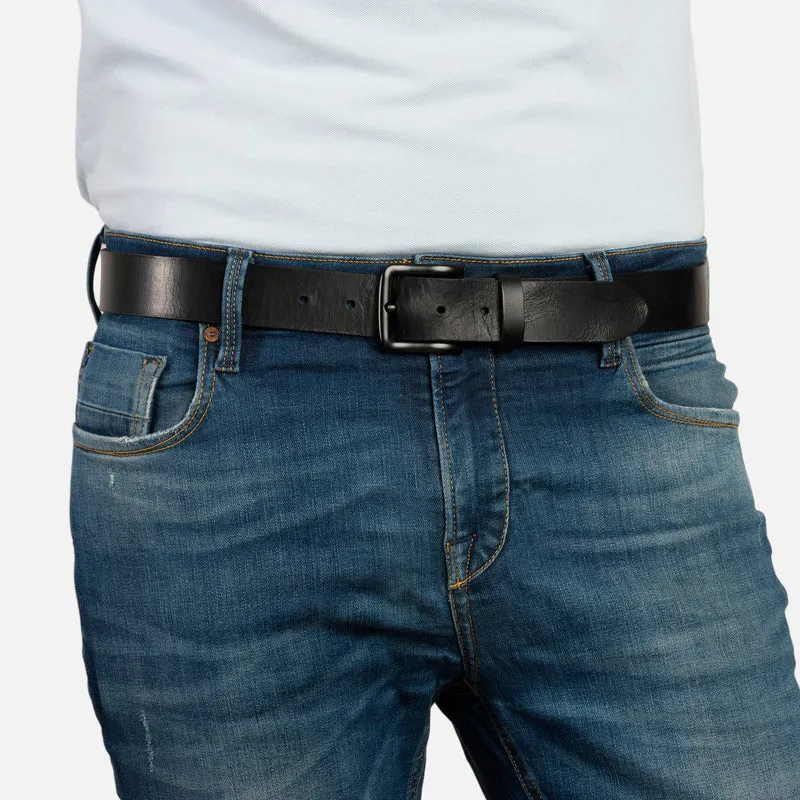 GENOVA black uni – Ledergürtel Herren 3,5 cm