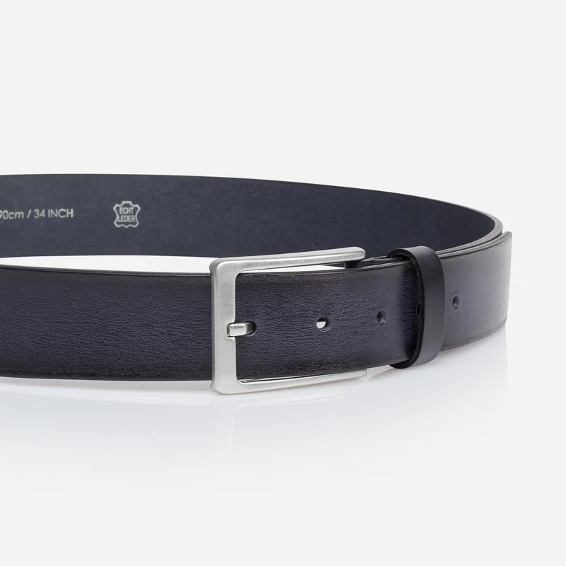 DALLAS silber Schließe navy – Ledergürtel Herren 4 cm