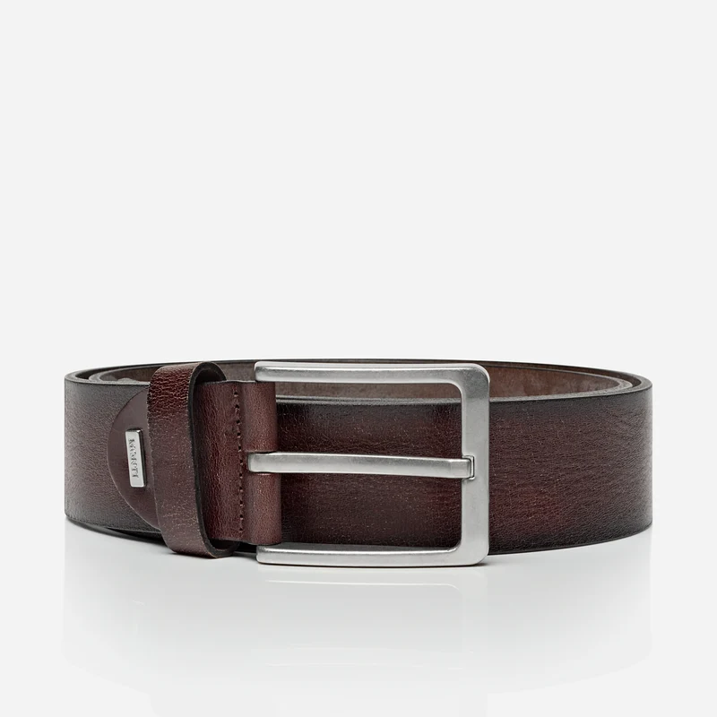 DALLAS silber Schließe brown – Ledergürtel Herren 4 cm