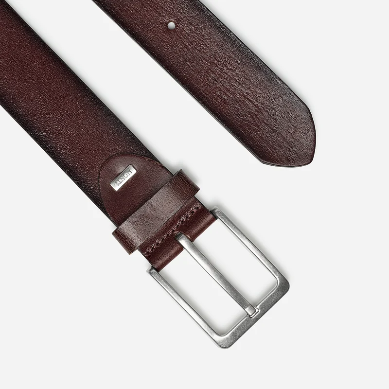 DALLAS silber Schließe brown – Ledergürtel Herren 4 cm