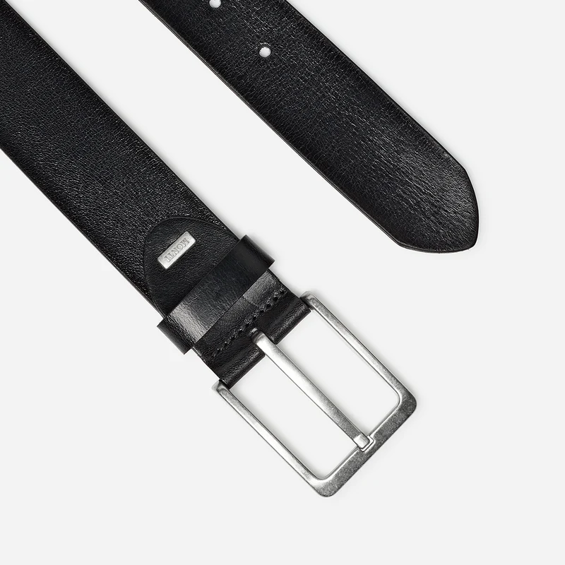 DALLAS silber Schließe black – Ledergürtel Herren 4 cm