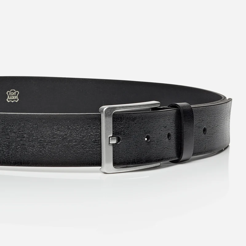 DALLAS silber Schließe black – Ledergürtel Herren 4 cm