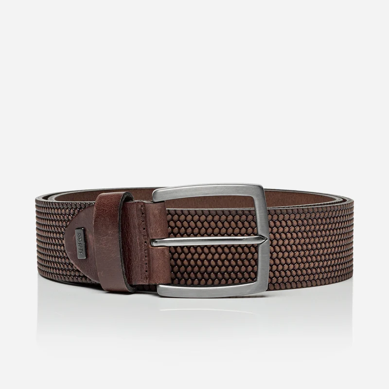 MADRID brown uni – Ledergürtel Herren 4 cm mit Prägung