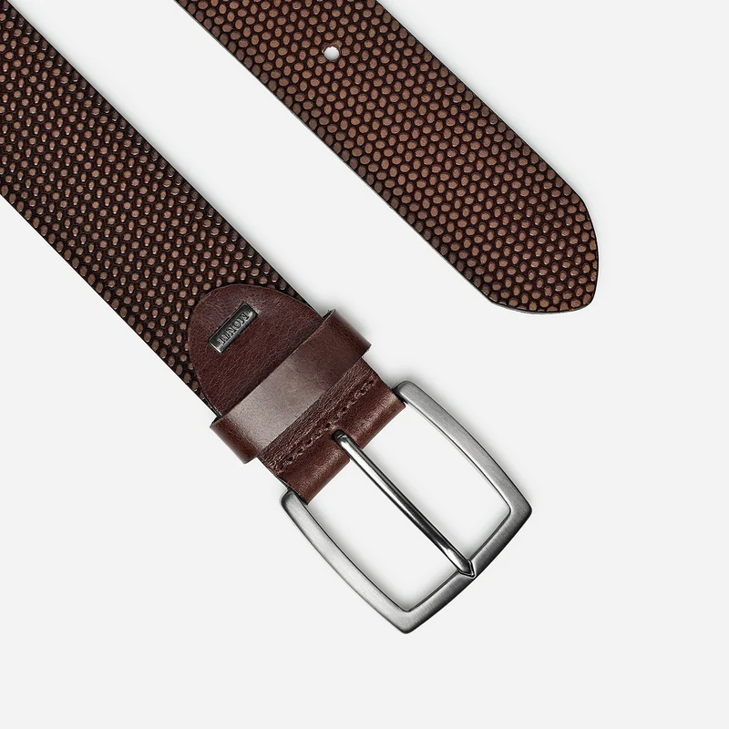 MADRID brown uni – Ledergürtel Herren 4 cm mit Prägung