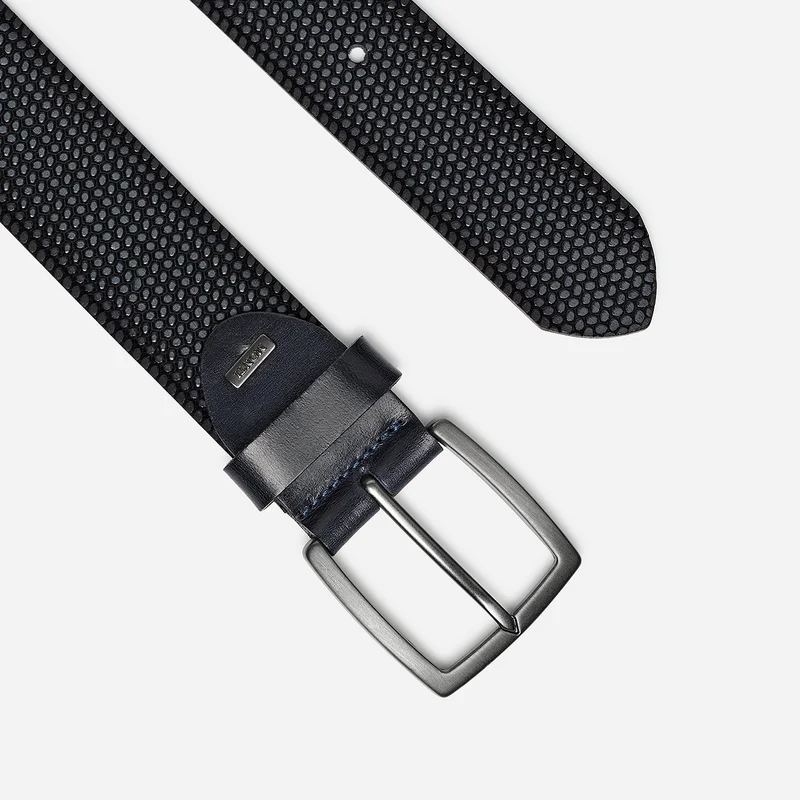MADRID navy uni – Ledergürtel Herren 4 cm mit Prägung