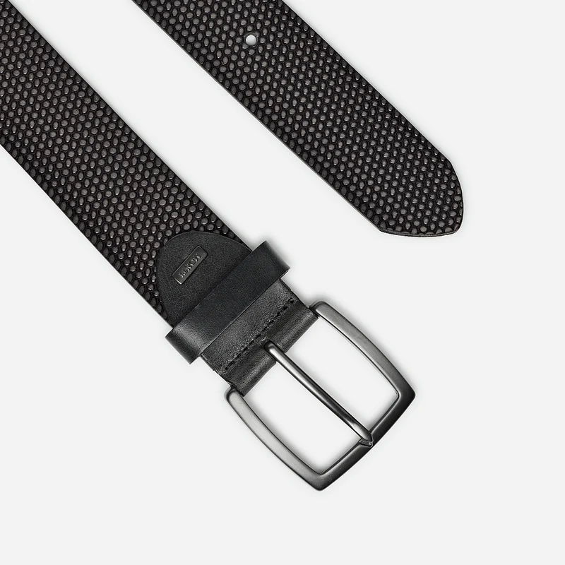 MADRID black uni – Ledergürtel Herren 4 cm mit Prägung