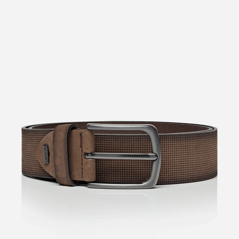 STOCKHOLM brown uni – Ledergürtel Herren 4 cm mit Prägung