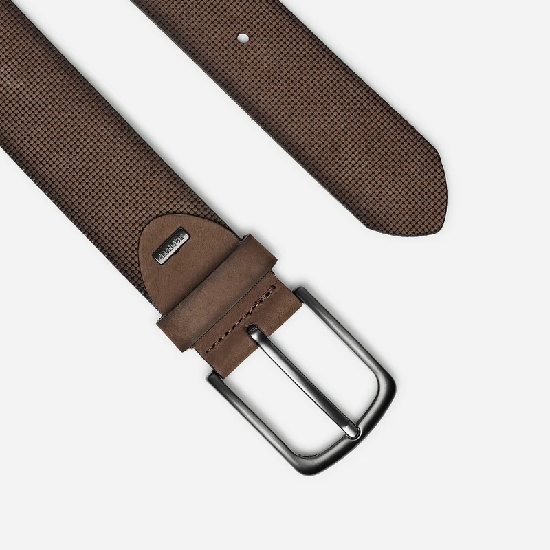 STOCKHOLM brown uni – Ledergürtel Herren 4 cm mit Prägung