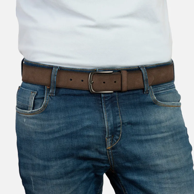 STOCKHOLM brown uni – Ledergürtel Herren 4 cm mit Prägung