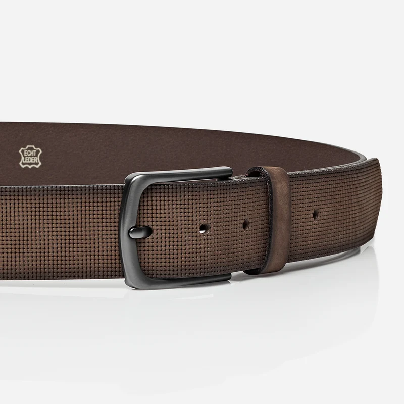 STOCKHOLM brown uni – Ledergürtel Herren 4 cm mit Prägung