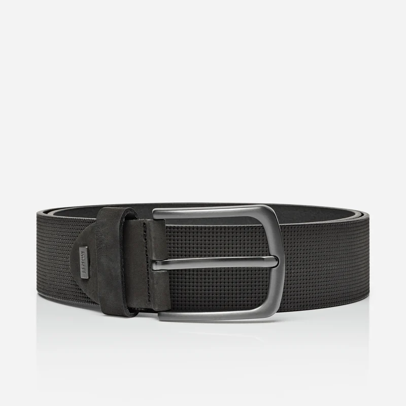 STOCKHOLM black uni – Ledergürtel Herren 4 cm mit Prägung
