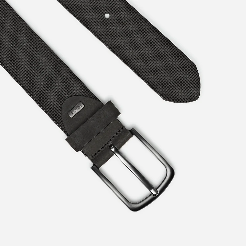 STOCKHOLM black uni – Ledergürtel Herren 4 cm mit Prägung