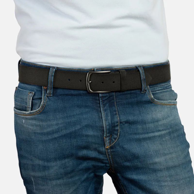STOCKHOLM black uni – Ledergürtel Herren 4 cm mit Prägung