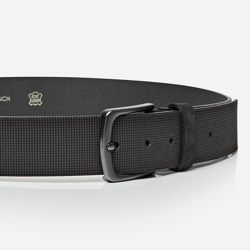 STOCKHOLM black uni – Ledergürtel Herren 4 cm mit Prägung