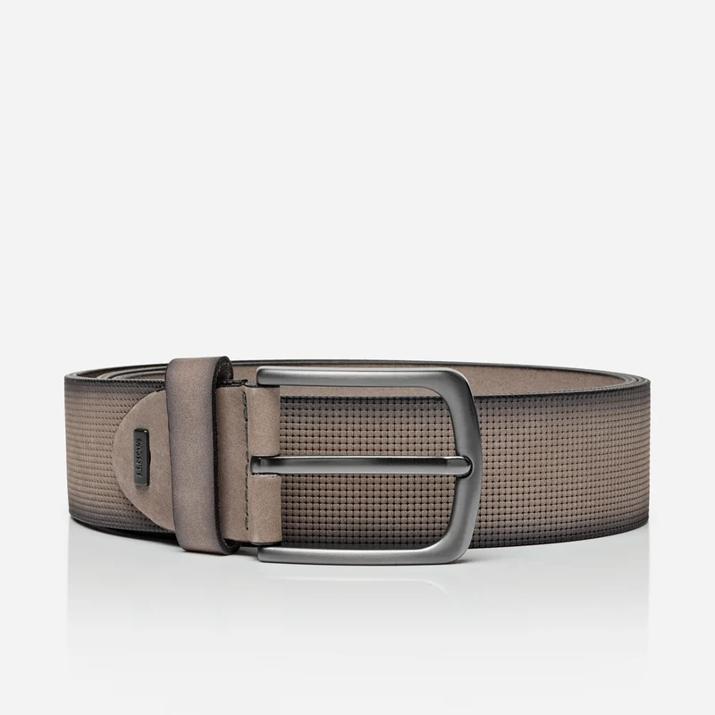 STOCKHOLM grey uni – Ledergürtel Herren 4 cm mit Prägung