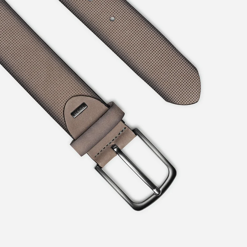 STOCKHOLM grey uni – Ledergürtel Herren 4 cm mit Prägung