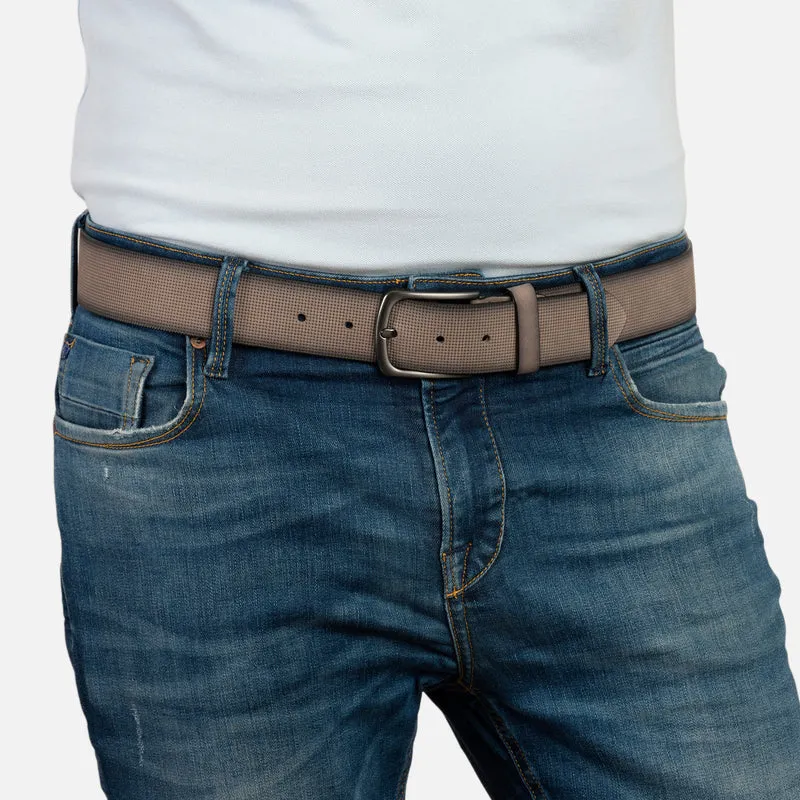 STOCKHOLM grey uni – Ledergürtel Herren 4 cm mit Prägung