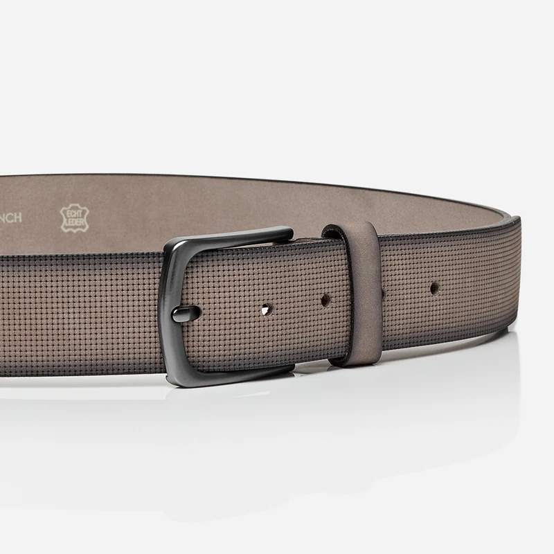 STOCKHOLM grey uni – Ledergürtel Herren 4 cm mit Prägung
