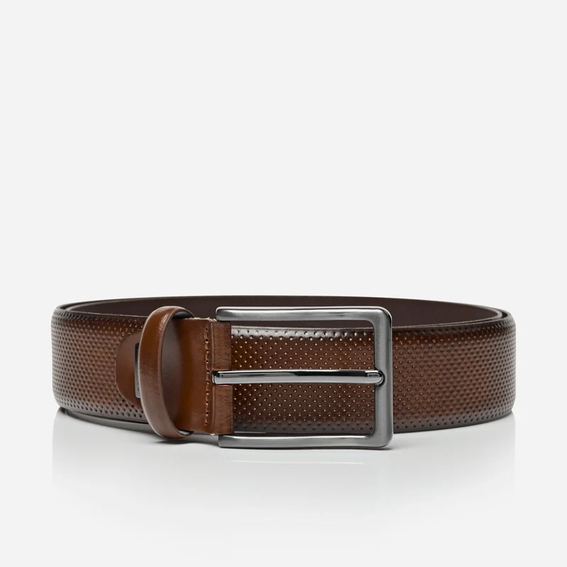 CAMBRIDGE brown uni – Ledergürtel Herren 3,5 cm mit Prägung