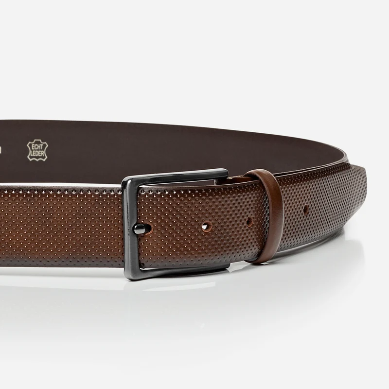 CAMBRIDGE brown uni – Ledergürtel Herren 3,5 cm mit Prägung