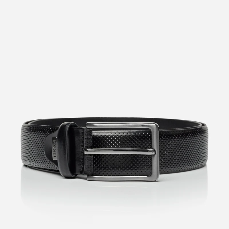 CAMBRIDGE black uni – Ledergürtel Herren 3,5 cm mit Prägung