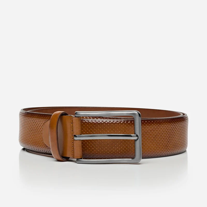 CAMBRIDGE light brown uni – Ledergürtel Herren 3,5 cm mit Prägung