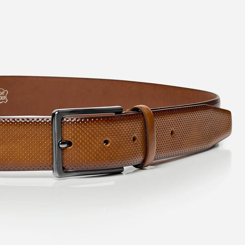 CAMBRIDGE light brown uni – Ledergürtel Herren 3,5 cm mit Prägung
