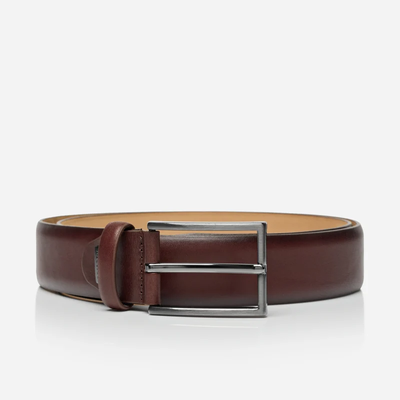 BORDEAUX brown uni – Ledergürtel Herren 3,5 cm mit Prägung